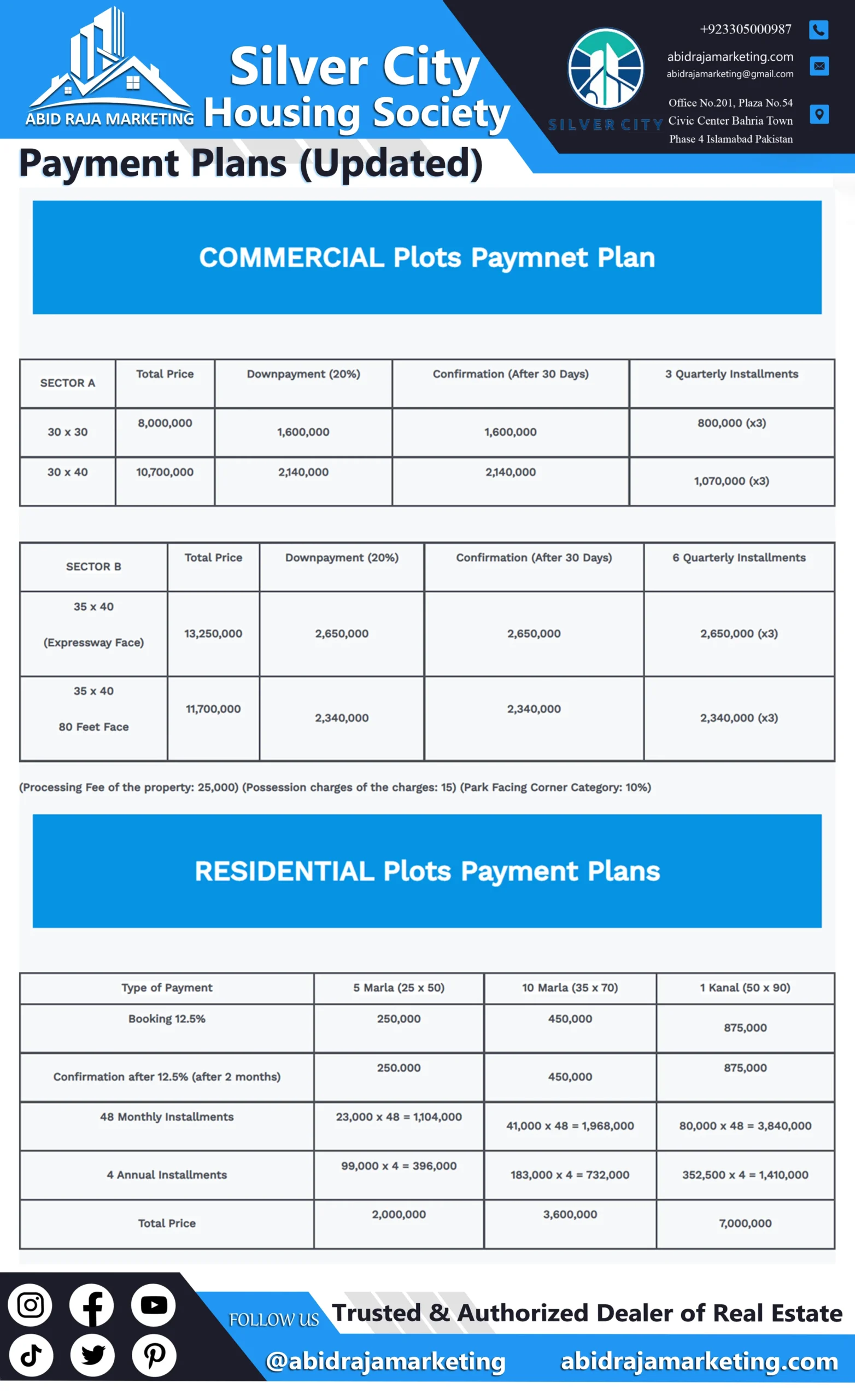 Silver City Islamabad (UPDATED) Payment Plan